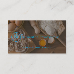 Blue Custom Photo Egg Bread Bakery Business Card