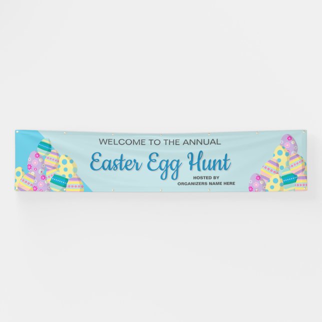 Blue Custom Sign Colourful Easter Egg Hunt  (Horizontal)