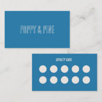 Blue Custom Small Business Cafe Loyalty Punch Card