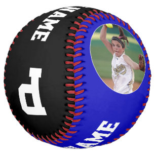 Blue Custom Softball Player Photo Name Number