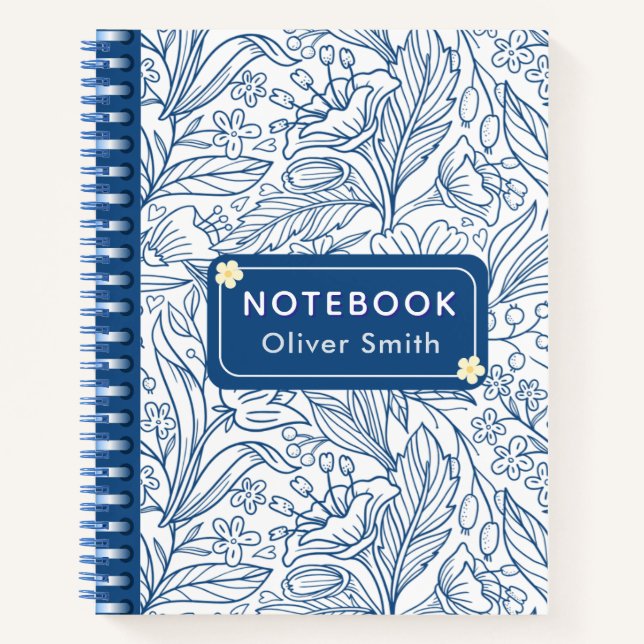Blue Custom Spiral Notebook with Name (Front)