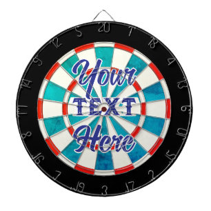 Blue Custom Text & Black Border Classic Vintage Dartboard
