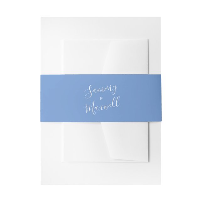 Blue Custom Wedding Invitation Bands Invitation Belly Band (Front Example)