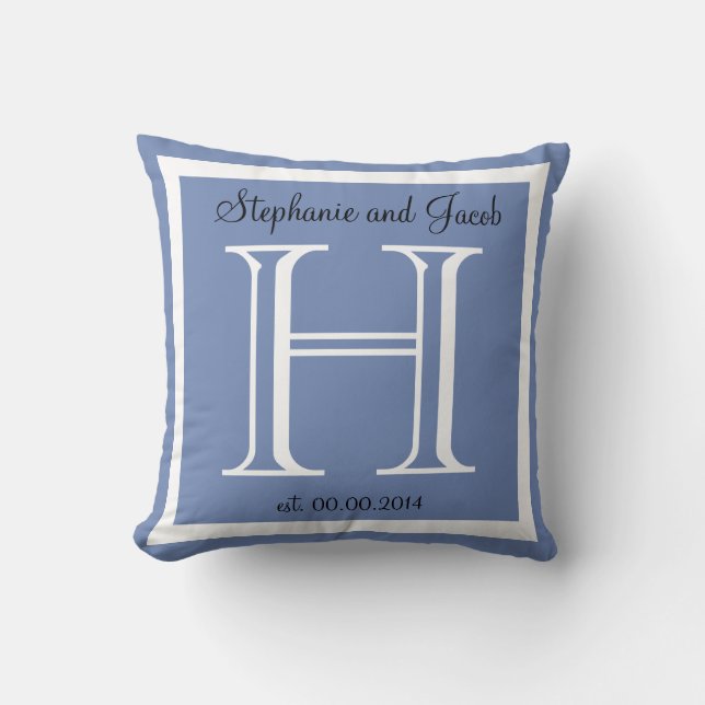 Blue custom Wedding keepsake pillow (Front)