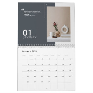 Blue customisable modern minimalist 2025 quotes  calendar