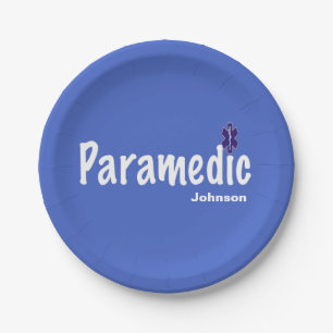 BLUE Customisable Name Paramedic Paper Plate