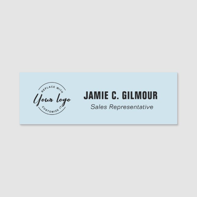 Blue customizable logo name and title  tag (Front)
