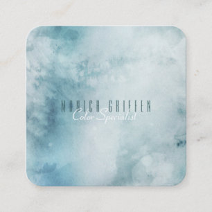 Blue Customizable Tye-Dye Watercolor Square Business Card