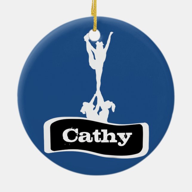 Blue Customizeable  Cheerleader stunt ornament (Back)