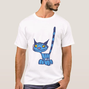 Blue Cute and Cool Kitty cartoon T-shirt