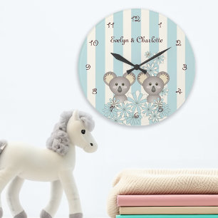 Blue Cute Baby Koala Twin Nursery / Kids Room Large Clock