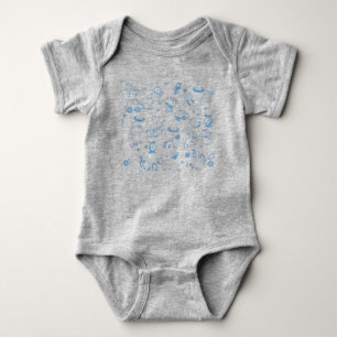 Blue Cute Baby Pattern T-Shirt Bodysuit
