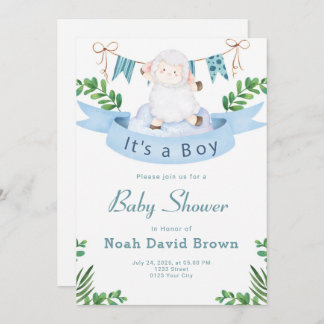 Blue Cute Baby Shower Invitation
