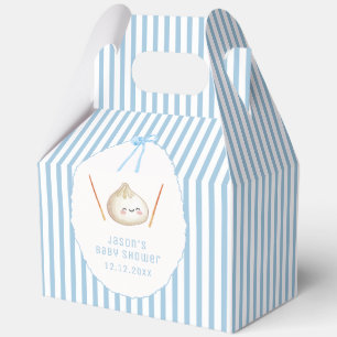 Blue Cute Boy Bow Asian Dumpling Baby Shower Favour Box