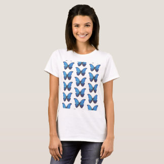 BLUE CUTE  BUTTERFLIES  Basic T-Shirt, White T-Shirt