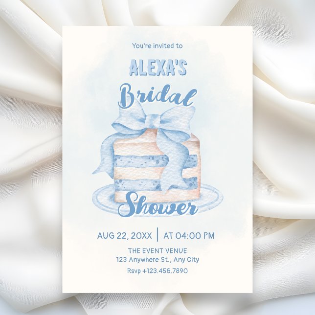 Blue cute cake bridal shower invitation (Creator Uploaded)