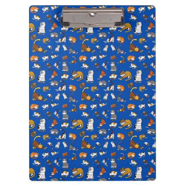blue cute cat pattern design for cat lovers- clipboard (Front)