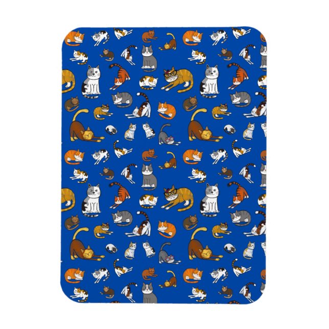 blue cute cat pattern design for cat lovers- magnet (Vertical)
