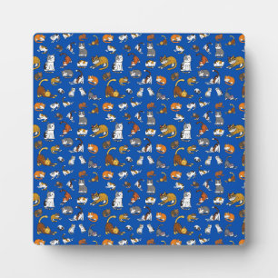blue cute cat pattern design for cat lovers- plaque
