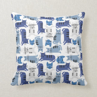Blue Cute Cats Cushion