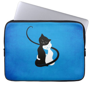 Blue Cute Cats In Love Laptop Sleeve