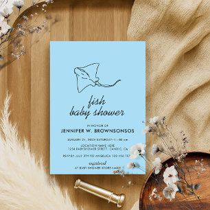 Blue Cute Celebrity Fish Invitation