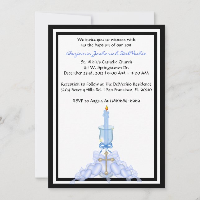 Blue CUTE Communion/Baptism Invite (Front)