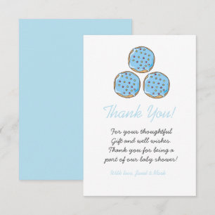 Blue Cute Doughnut Boy Baby Shower  Thank You Card