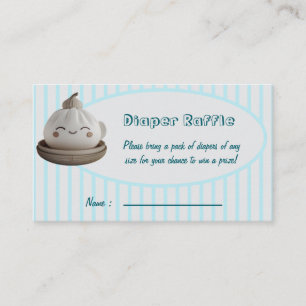 Blue Cute Dumpling Diaper Raffle Enclosure Card