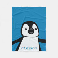 Blue Cute Funny Penguin Nursery Black and white
