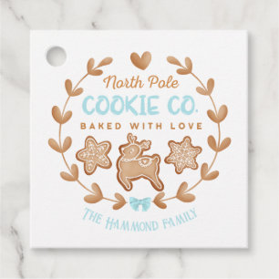 Blue Cute Gingerbread Christmas Cookies Exchange Favour Tags