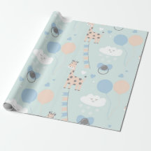 Blue Cute Giraffe Baby Shower Pattern