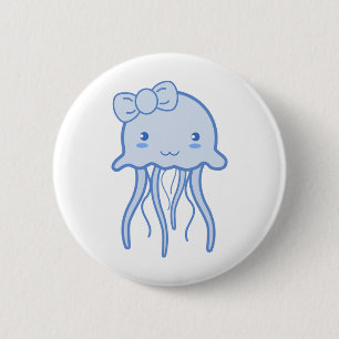 Blue Cute Jellyfish 6 Cm Round Badge