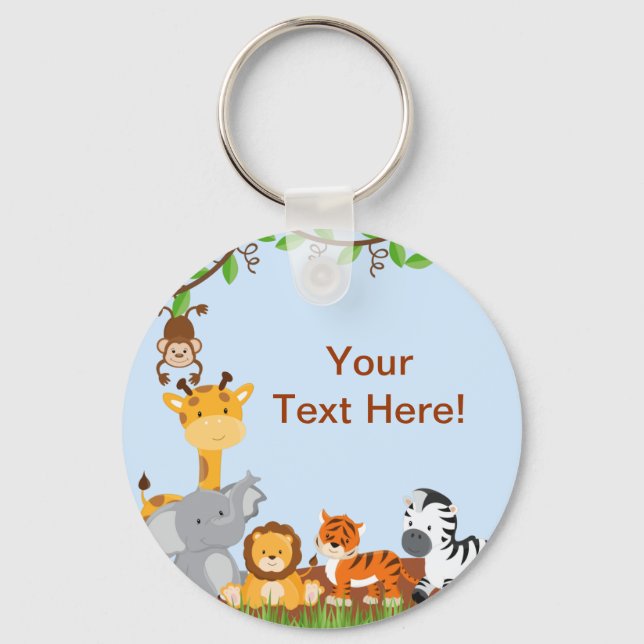 Blue Cute Jungle Baby Animal Keychain (Front)