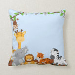 Blue Cute Jungle Baby Animals Pillow<br><div class="desc">An adorable pillow with cute jungle baby animals for a boy nursery. It is a great gift idea.  Some Graphics;by MareeTruelove design,  by Prettygrafikdesign at store etsy.com/shop</div>