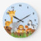 Blue Cute Jungle Baby Animals Wall Clocks