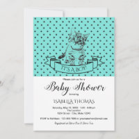 Blue Cute Kitten Baby Shower Invitation
