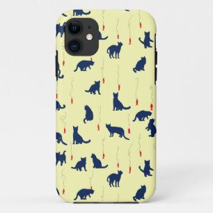 Blue cute kittens and red fishes iPhone 11 case