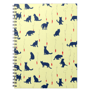 Blue cute kittens and red fishes notebook