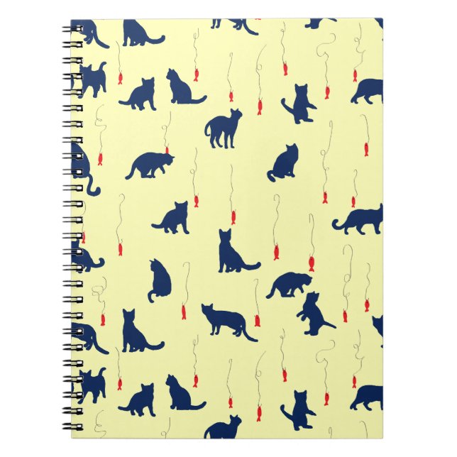 Blue cute kittens and red fishes notebook (Front)