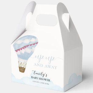 Blue Cute Modern Boho Hot Air Balloon Baby Shower Favour Box