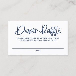 Blue Cute Modern Calligraphy Diaper Raffle Card