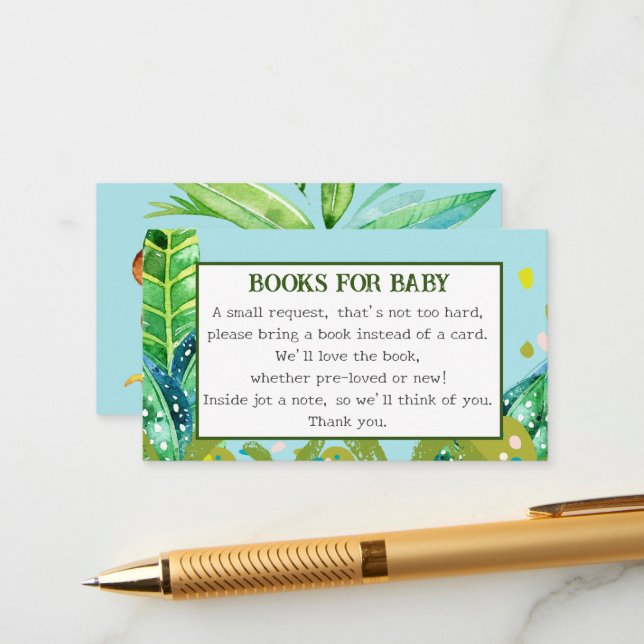 Blue Cute Monkey 2 Baby Books Request   Enclosure Card (Front/Back In Situ)