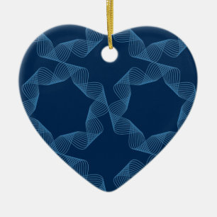 Blue, cute, simple, elegant geometric pattern art ceramic ornament