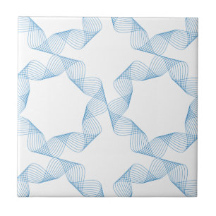 Blue, cute, simple, elegant geometric pattern art ceramic tile