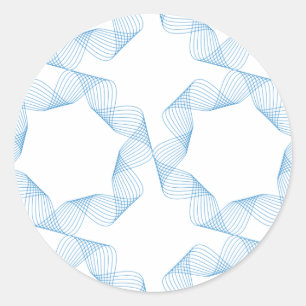 Blue, cute, simple, elegant geometric pattern art classic round sticker