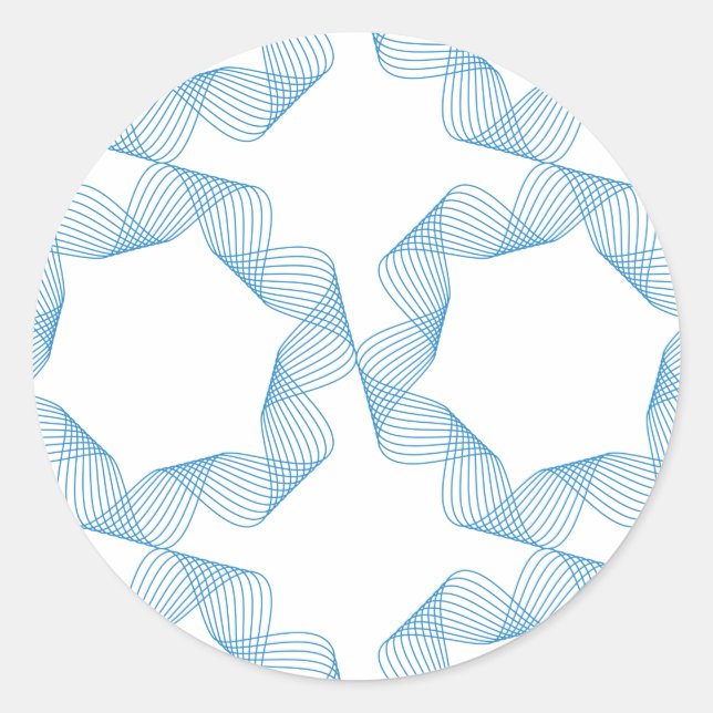 Blue, cute, simple, elegant geometric pattern art classic round sticker (Front)