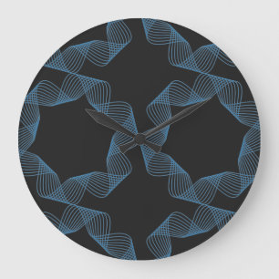Blue, cute, simple, elegant geometric pattern art large clock