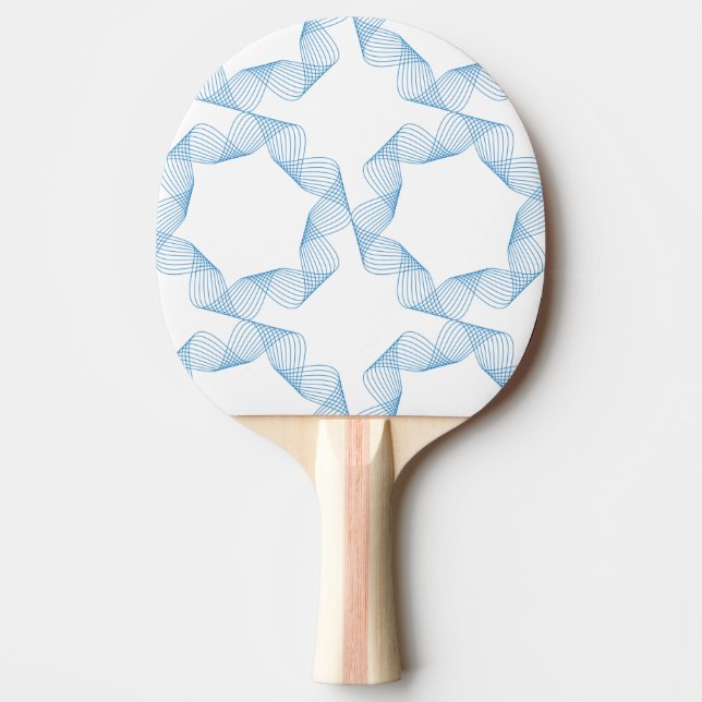 Blue, cute, simple, elegant geometric pattern art ping pong paddle (Front)