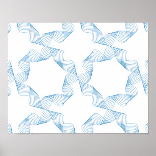 Blue, cute, simple, elegant geometric pattern art poster